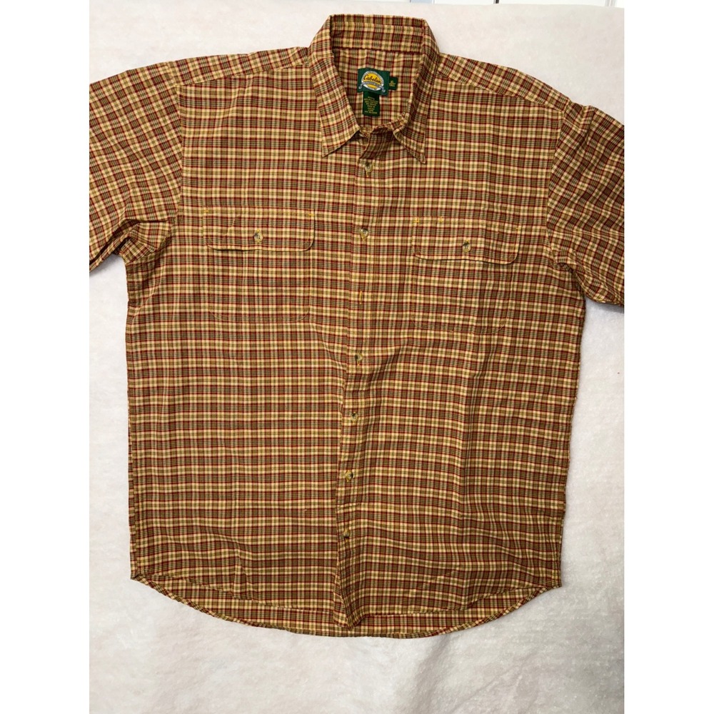 Cabela's‎ XL Tall Plaid Short Sleeve Button Down Shirt Outdoor Casual
